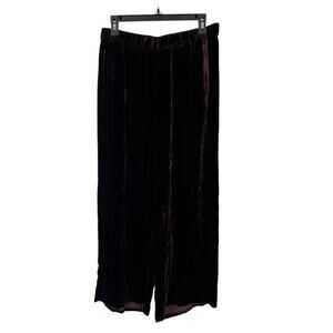 Eileen Fisher pants velvet wide leg brown size Small S